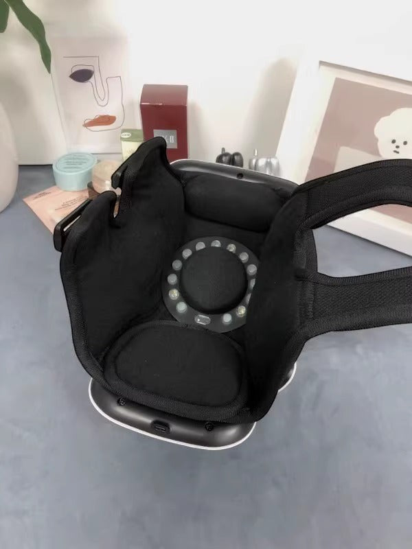 Kneepeak Smart Knee Massager with heat and vibration therapy, adjustable straps, and LED lights for pain relief.